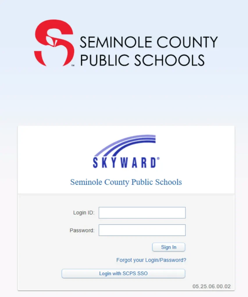 SCPS Skyward Login Page